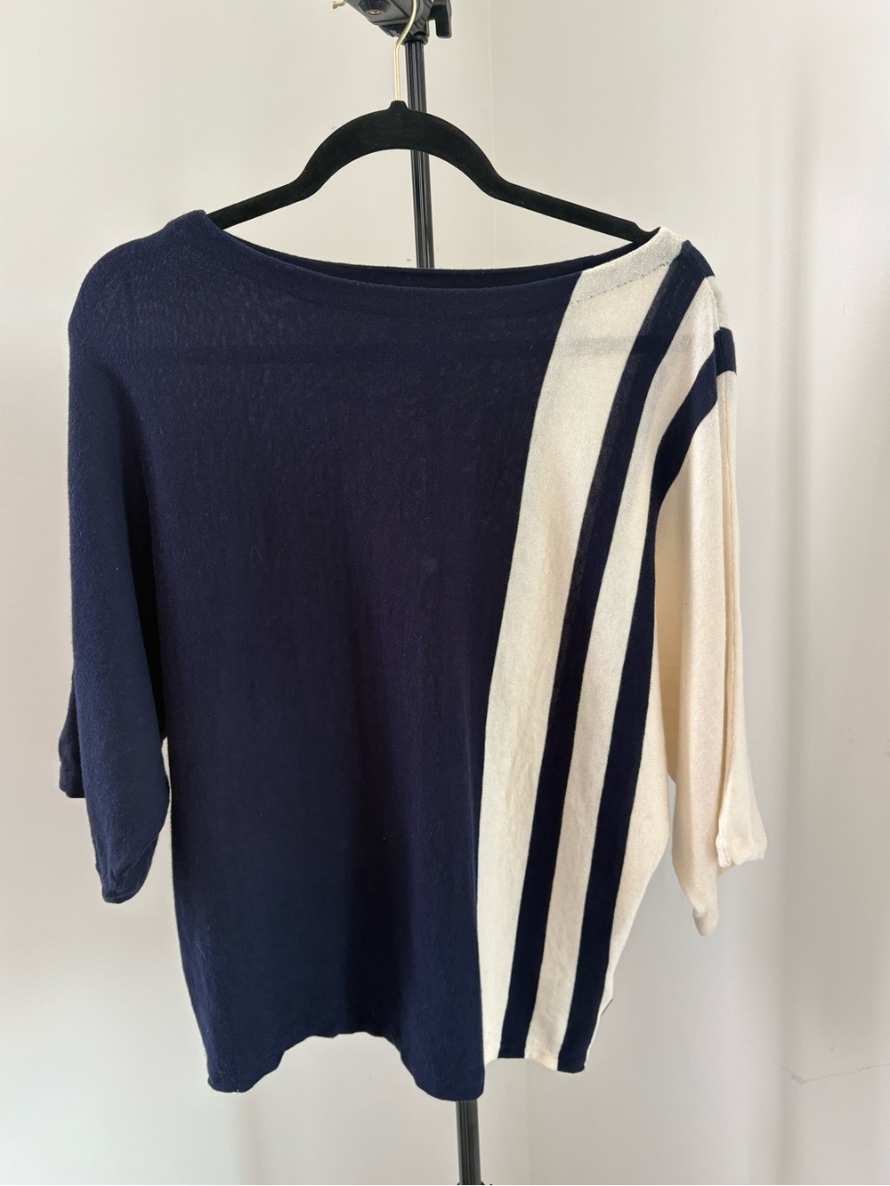 LC Lauren Conrad Navy and Cream Striped Long Sleeve Top